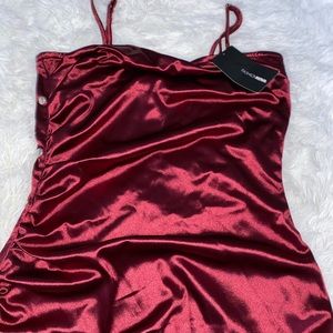 Red Ruched Mini Dress